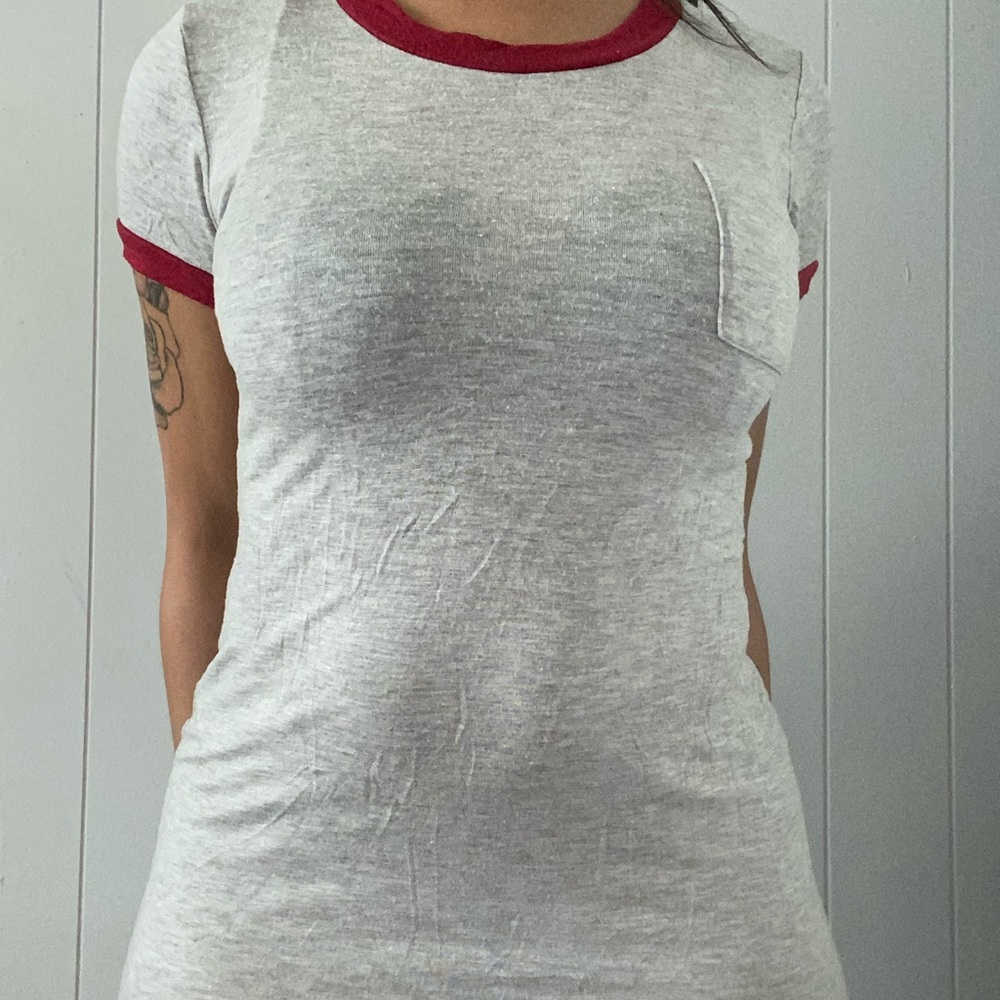 Grey and Burgundy T-Shirt Dress